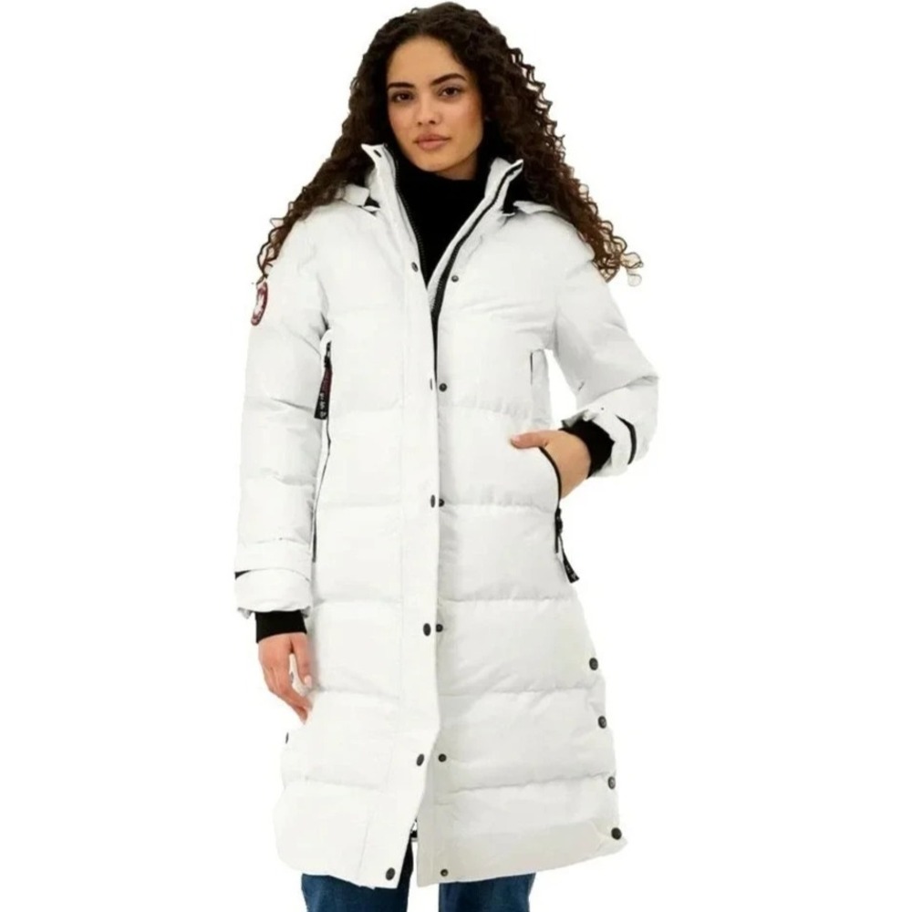 Canada Weather Gear X Long quilted Maxi Parka Jacket Womens S White NWT